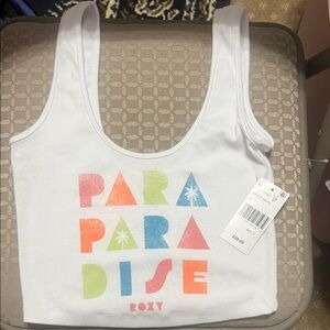 Roxy White Tank with Colorful Paradise Print